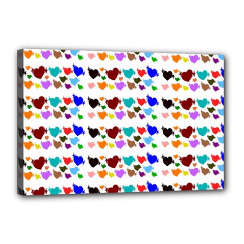 A Creative Colorful Background With Hearts Canvas 18  X 12  by Nexatart