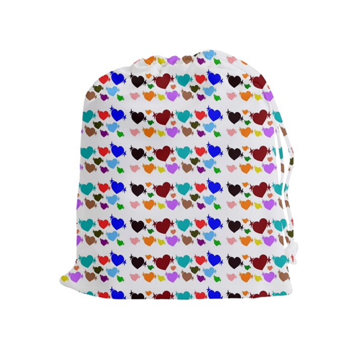 A Creative Colorful Background With Hearts Drawstring Pouches (Extra Large)