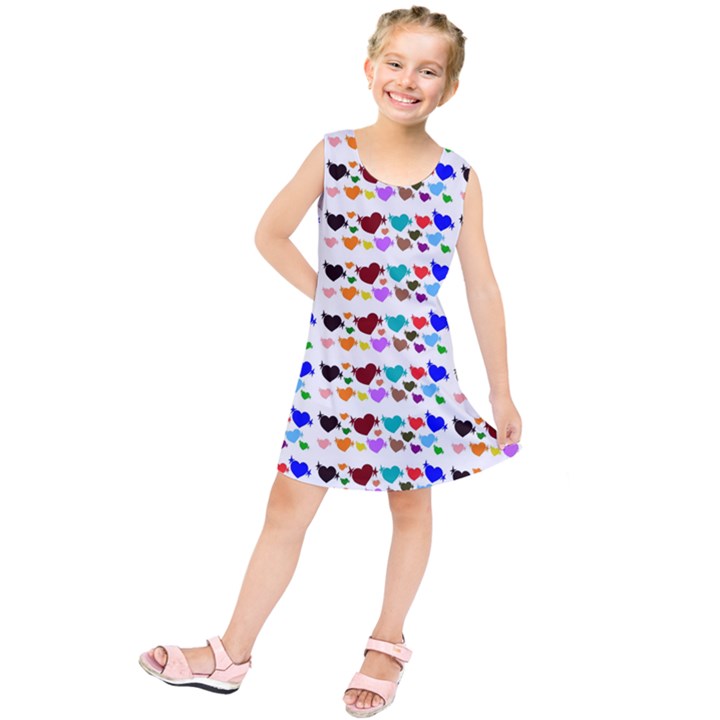 A Creative Colorful Background With Hearts Kids  Tunic Dress