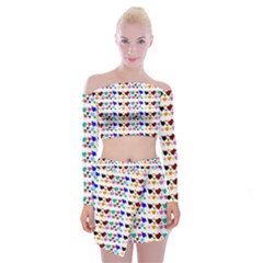 A Creative Colorful Background With Hearts Off Shoulder Top With Skirt Set by Nexatart