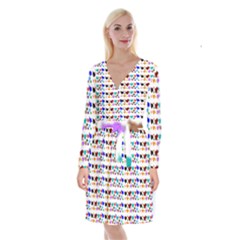 A Creative Colorful Background With Hearts Long Sleeve Velvet Front Wrap Dress