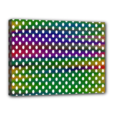 Digital Polka Dots Patterned Background Canvas 16  X 12  by Nexatart