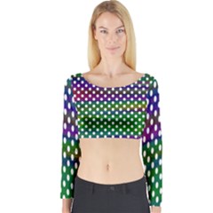 Digital Polka Dots Patterned Background Long Sleeve Crop Top by Nexatart