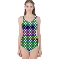 Digital Polka Dots Patterned Background One Piece Swimsuit by Nexatart