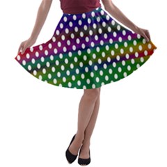 Digital Polka Dots Patterned Background A-line Skater Skirt by Nexatart