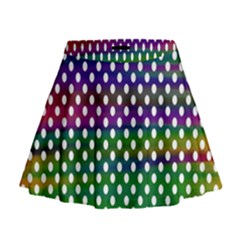 Digital Polka Dots Patterned Background Mini Flare Skirt by Nexatart