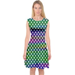 Digital Polka Dots Patterned Background Capsleeve Midi Dress by Nexatart