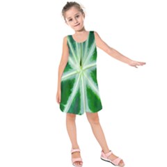 Green Leaf Macro Detail Kids  Sleeveless Dress