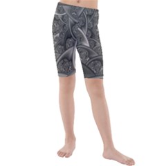 Fractal Black Ribbon Spirals Kids  Mid Length Swim Shorts by Nexatart