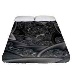 Fractal Black Ribbon Spirals Fitted Sheet (king Size) by Nexatart