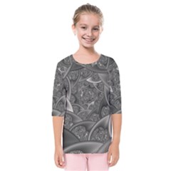 Fractal Black Ribbon Spirals Kids  Quarter Sleeve Raglan Tee