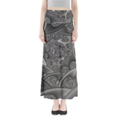 Fractal Black Ribbon Spirals Maxi Skirts