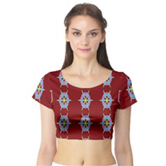 Geometric Seamless Pattern Digital Computer Graphic Short Sleeve Crop Top (tight Fit) by Nexatart