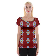 Geometric Seamless Pattern Digital Computer Graphic Women s Cap Sleeve Top