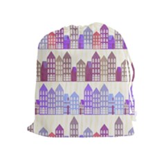 Houses City Pattern Drawstring Pouches (extra Large) by Nexatart