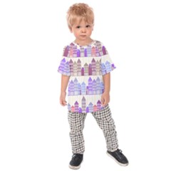 Houses City Pattern Kids  Raglan Tee