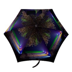 Illuminated Trees At Night Mini Folding Umbrellas