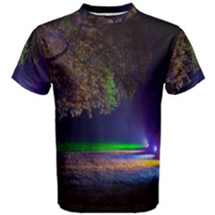 Illuminated Trees At Night Men s Cotton Tee by Nexatart