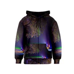 Illuminated Trees At Night Kids  Zipper Hoodie by Nexatart