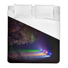 Illuminated Trees At Night Duvet Cover (full/ Double Size)