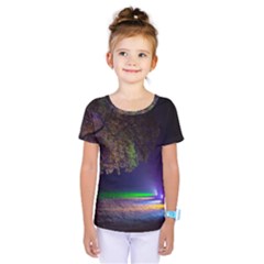 Illuminated Trees At Night Kids  One Piece Tee