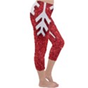 Macro Photo Of Snowflake On Red Glittery Paper Capri Winter Leggings  View3