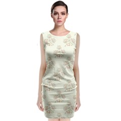 Seamless Floral Pattern Sleeveless Velvet Midi Dress