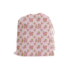 Beautiful Hand Drawn Flowers Pattern Drawstring Pouches (large)  by TastefulDesigns