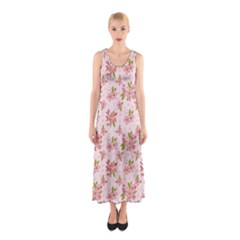 Beautiful Hand Drawn Flowers Pattern Sleeveless Maxi Dress by TastefulDesigns