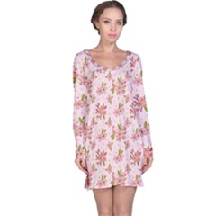 Beautiful Hand Drawn Flowers Pattern Long Sleeve Nightdress by TastefulDesigns