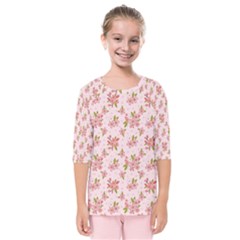 Beautiful Hand Drawn Flowers Pattern Kids  Quarter Sleeve Raglan Tee