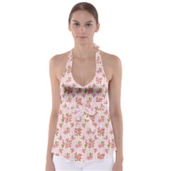 Beautiful Hand Drawn Flowers Pattern Babydoll Tankini Top by TastefulDesigns