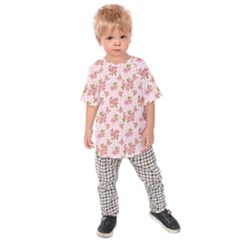 Beautiful Hand Drawn Flowers Pattern Kids  Raglan Tee