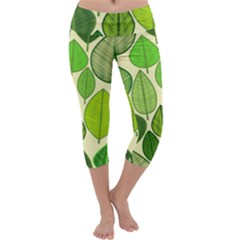 Leaves Pattern Design Capri Yoga Leggings