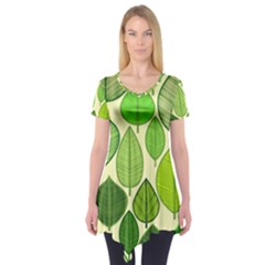 Leaves Pattern Design Short Sleeve Tunic  by TastefulDesigns