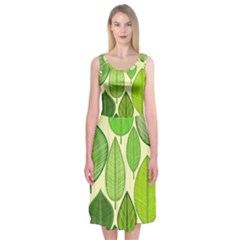 Leaves Pattern Design Midi Sleeveless Dress by TastefulDesigns