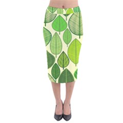 Leaves Pattern Design Velvet Midi Pencil Skirt by TastefulDesigns