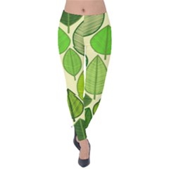 Leaves Pattern Design Velvet Leggings