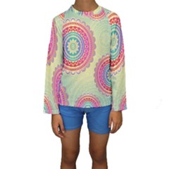 Abstract Geometric Wheels Pattern Kids  Long Sleeve Swimwear