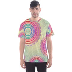 Abstract Geometric Wheels Pattern Men s Sport Mesh Tee