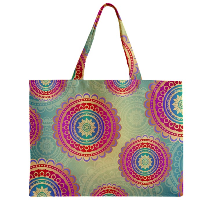 Abstract Geometric Wheels Pattern Zipper Mini Tote Bag