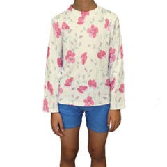 Seamless Flower Pattern Kids  Long Sleeve Swimwear by TastefulDesigns