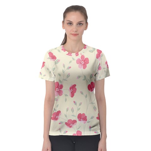 Seamless Flower Pattern Women s Sport Mesh Tee by TastefulDesigns