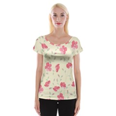 Seamless Flower Pattern Women s Cap Sleeve Top by TastefulDesigns