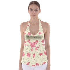 Seamless Flower Pattern Babydoll Tankini Top by TastefulDesigns