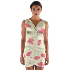 Seamless Flower Pattern Wrap Front Bodycon Dress by TastefulDesigns