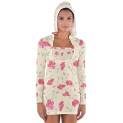 Seamless Flower Pattern Women s Long Sleeve Hooded T-shirt by TastefulDesigns