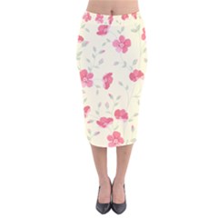 Seamless Flower Pattern Velvet Midi Pencil Skirt by TastefulDesigns