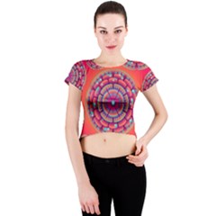 Pretty Floral Geometric Pattern Crew Neck Crop Top by LovelyDesigns4U