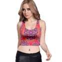 Pretty Floral Geometric Pattern Racer Back Crop Top View1